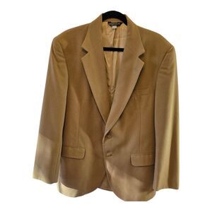 L.L.BEAN MENS KHAKI TAN BLAZER SIZE 42R INSIDE ZIP POCKET FRONT POCKETS OFFICE